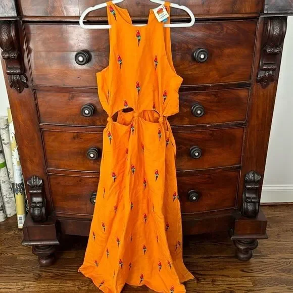 Farm Rio Parrot Halter Maxi Dress